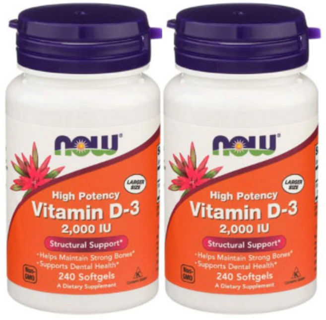 미국 Now Foods 비타민D3 2000IU 240캡 x 2통 (비타민D3 효능), 240정 - 쿠팡