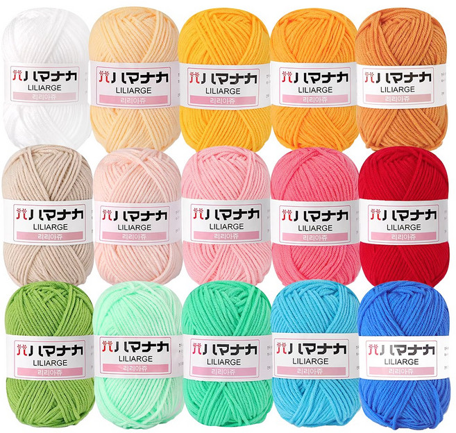 털실나라 리리아쥬 15색세트 인형 소품 뜨개실, 1개, 오색데이즈
