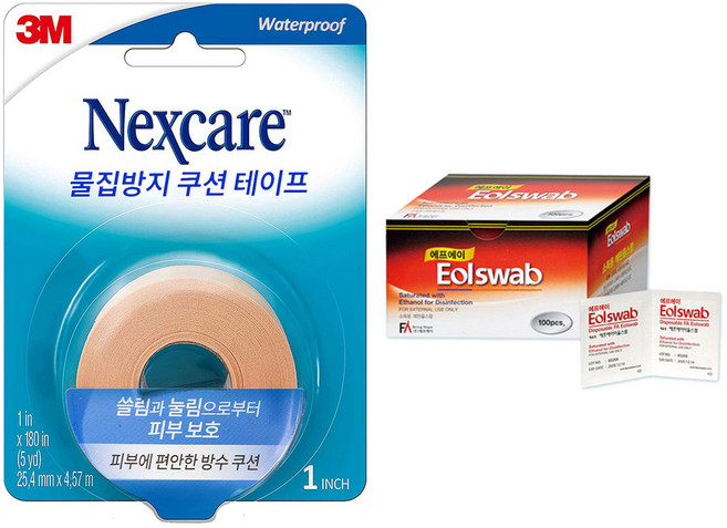 넥스케어 물집방지쿠션 테이프 1인치+이올스왑100매, 1개