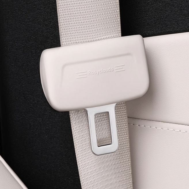 차량용 실리콘 안전 벨트 커버 버클 커버 클립 스크래치 기스 흡집 소음 방지, 2개, 베이지 그레이