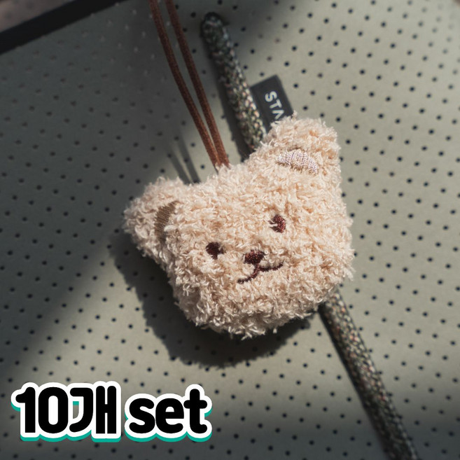 포시디아 귀여운 동물 인형 네임택 표시, 10개, 베이지 곰돌이