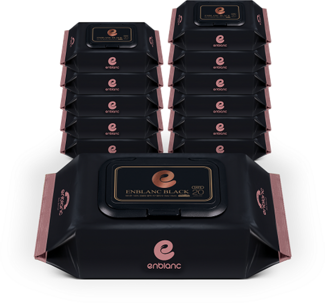 기타 [앙블랑] 프리미엄물티슈 블랙 휴대캡형 20매x12팩, 20매, 12개