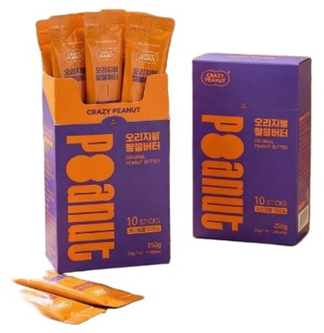 크레이지피넛 국산 땅콩 사용한 짜먹는 땅콩버터 개별포장 스틱 오리지널 250g 1개