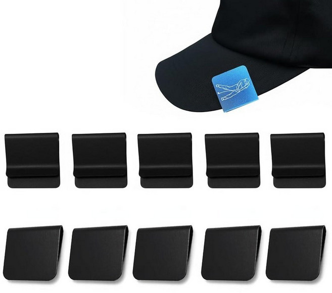 10 Pack Hat Brim Clips Blank Aluminum Clips for Laser Engraving Accessories Golf Clip Blanks DI, Black