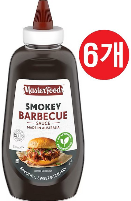 호주 마스터푸드 스모키 바베큐 소스 MasterFoods Smokey BBQ Sauce, 6개, 500ml