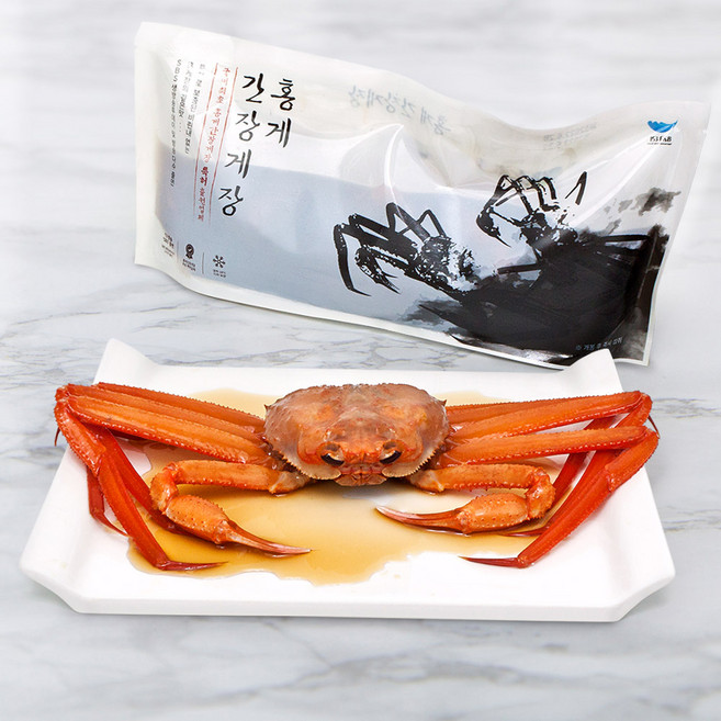 홍게 간장게장 6팩 국내산 홍게 간장게장 1팩 한 마리씩 간편포장 신선한 혹게 간장게장, 간장 양념 홍게장 6팩, 900g