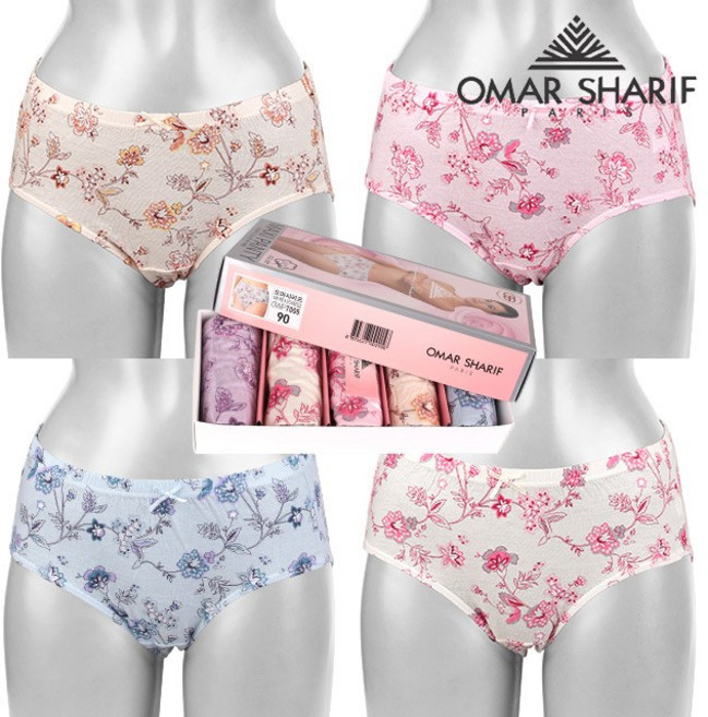 오마샤리프 여자 꽃 나염 맥시 스타일 데일리 순면 팬티 연한색 5매입 WP7006