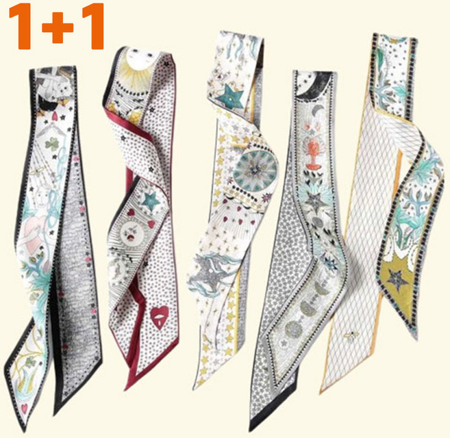 1+1 여성 봄 스카프 가방 끈 쁘띠 미니 타이 롱 방도 스카프