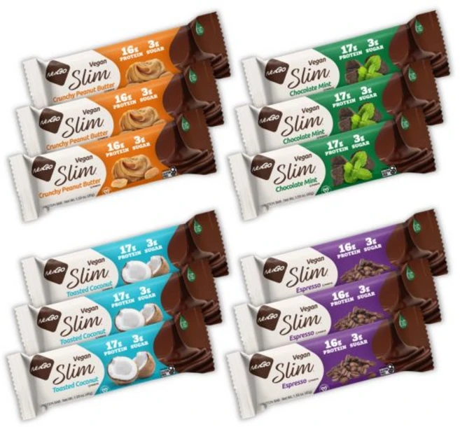 NuGo 에너지바 누고 슬림 다크 초콜릿 크런치 피넛 버터 17g 비건 프로틴 설탕 3g 섬유질 7g 180칼로리 낮은 순 탄수화물 글루텐 프리 12개입, 12개입 다양성 샘플러, 24개 - 쿠팡