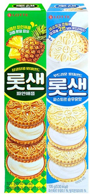 롯데 롯데샌드 105g (파인애플+파스퇴르순우유맛), 1세트, 210g