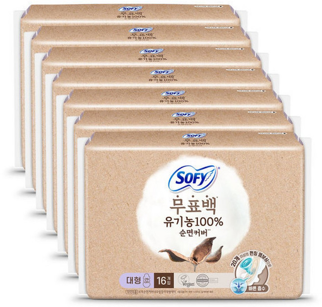 쏘피 순면 무표백 대형 16P X 7개, 16개입