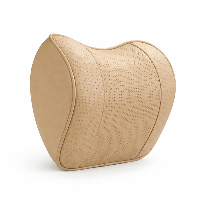 이스크라 차량용 프리미엄 목쿠션 5D메모리폼 장거리운전 차박 목베개, 1개, 베이지