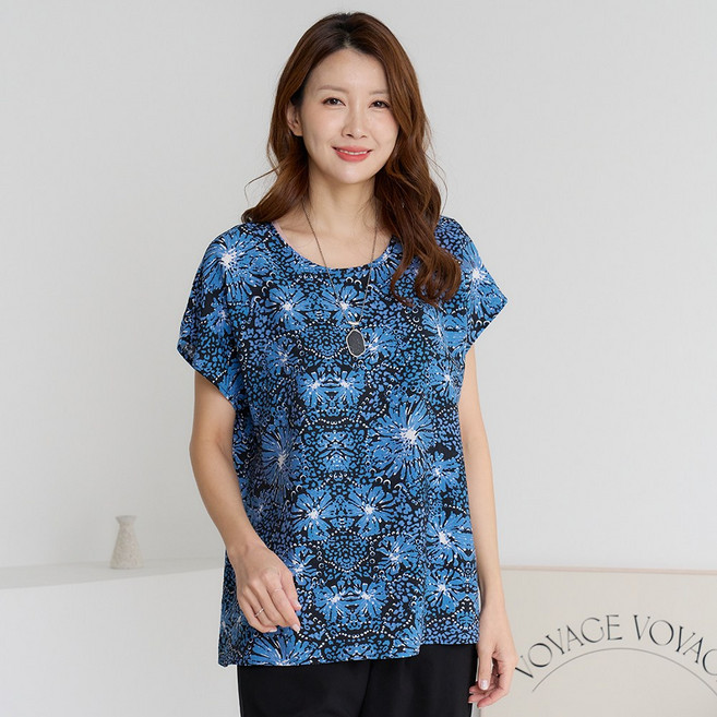 [엘클로] 여성 여름 인견 반팔 블라우스(패턴)