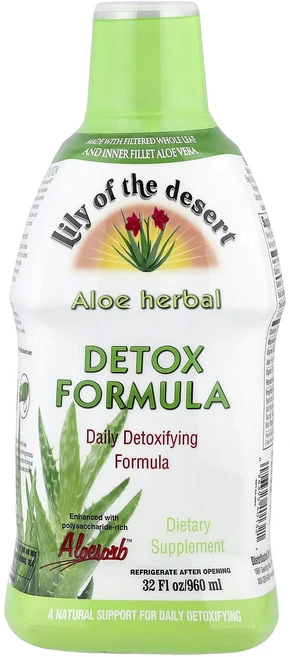 헁복하고 건강하세요 Lily of the Desert 알로에 허벌 디톡스 포뮬라 32 fl oz (960 ml) 늘 챙기셔야합니다, LilyoftheDesert알로에허벌디톡스포뮬라32fl, 1개, 960ml - 쿠팡