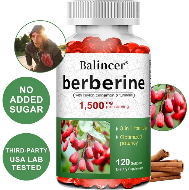 베르베린 콤플렉스 포뮬러 캡슐 1500mg - 실론계피와 강황추출물 함유 - 농축추출물의 3중 파워 지원 비GMO, 1개, 60회분 - 쿠팡