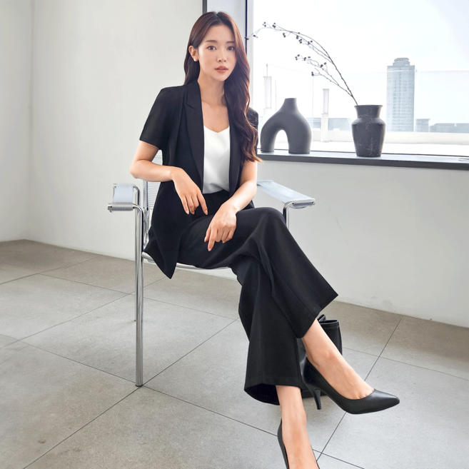 더웨이나인 여성 여름 정장 세트 반팔 자켓 바지 이안 반소매SET