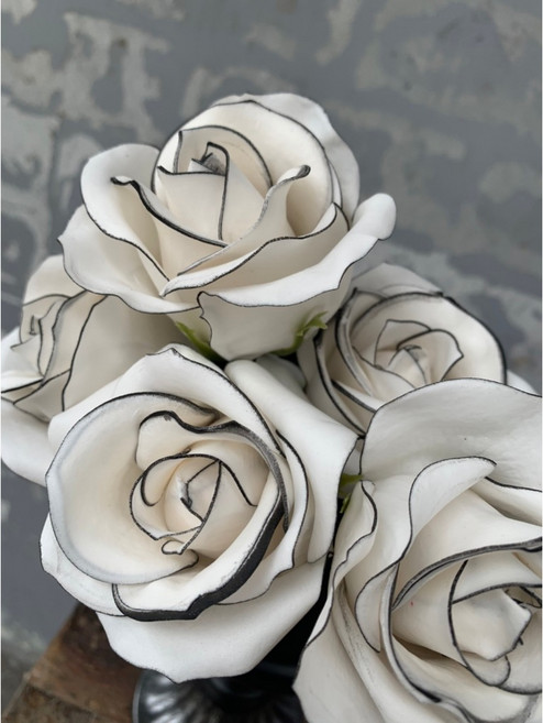 香風香皂花 黑邊玫瑰, 白色, 1個