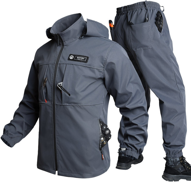 ANYOU 남성 춘추 작업복 정비복 트 낚시복 전술복 아웃도어 작업복 방풍 등산복 아웃도어 트레이닝복 상하의 세트