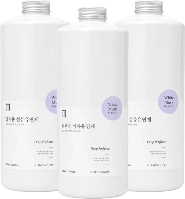 살림백서 딥퍼퓸 섬유유연제 화이트머스크 본품, 1L, 1개입, 3개