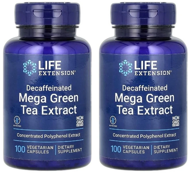 라이프 익스텐션 메가 녹차추출물 디카페인 베지 캡슐 100정(캡슐 1정당 725mg) 2병 - 쿠팡