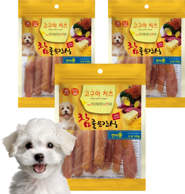 참좋은간식 고구마치즈 강아지 말랑 영양간식, 연어봉맛, 100g, 3개