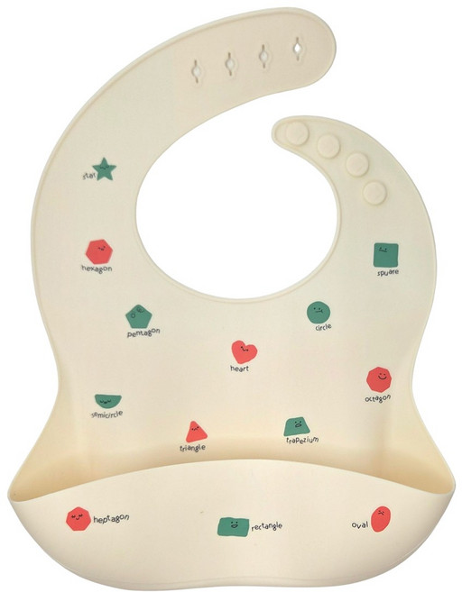 리틀그립 프리미엄 유아 올 실리콘 턱받이, 1개, 1개입, 베이지도형