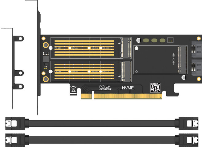 JEYI NVMe NGFF 및 mSATA SSD PCIe 4.03.0 어댑터 카드 3 in 1 M.2 NVME to PCIEM.2 SATA SSD to SATA III, 02 SK16, 1개
