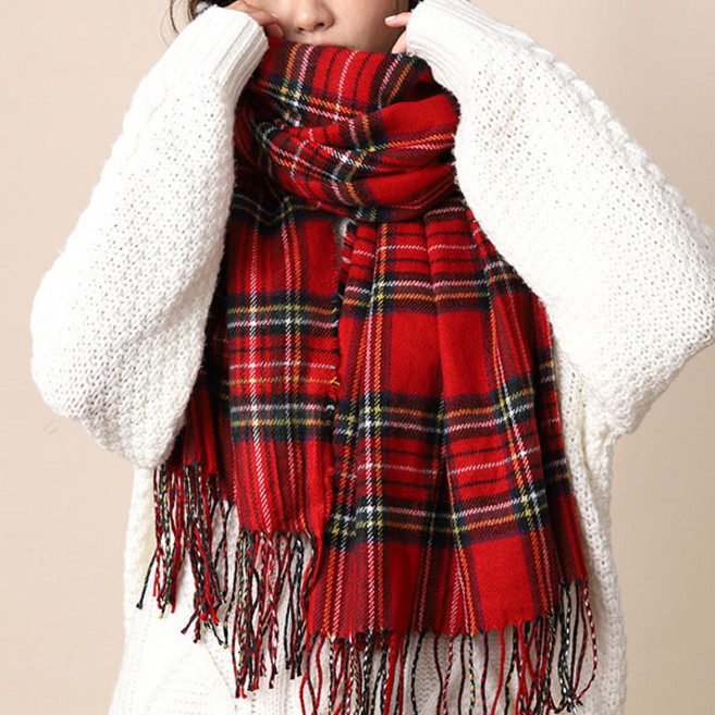 크리스마스 체크 머플러 국산 빅사이즈 타탄 체크 머플러 남녀공용 정장 코트 데일리 목도리 어깨숄