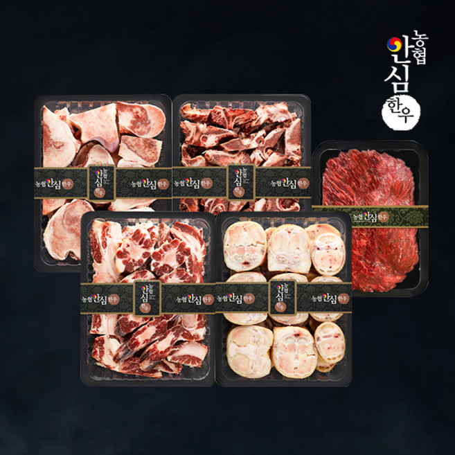 [농협안심한우] 꼬리반골2kg+우족2kg+사골2kg+잡뼈2kg+국거리600g 모듬세트, 1개, 단품