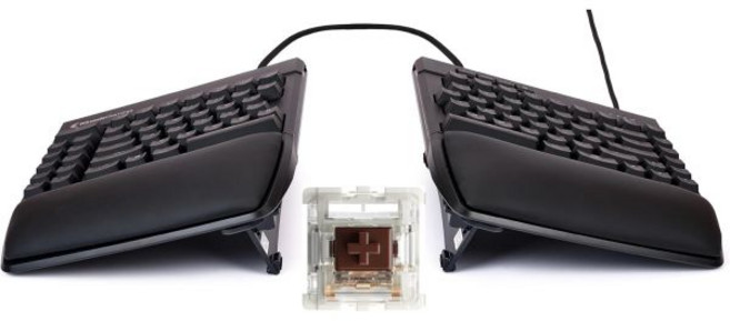 KINESIS Freestyle Edge RGB Plus 좌우분리 분할 기계식 키보드 (반침대 Mac 키캡 포함), 갈축, 갈축, 2)핫스왑 선형