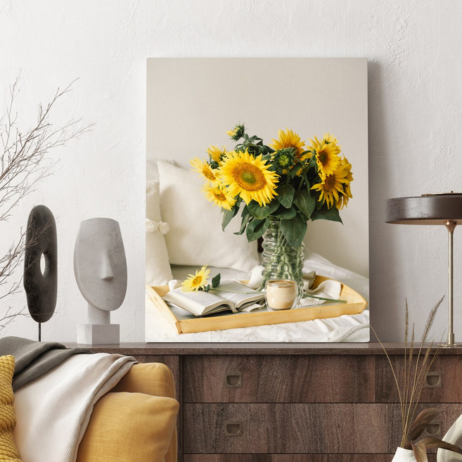 캔버스액자 해바라기그림 인테리어포스터 풍수 돈들어오는 두꺼비집가리개, 04. 역광, 럭셔리대형100호[162.2x112.1cm]