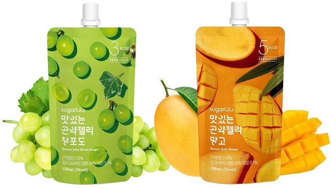 슈가로로 맛있는 곤약젤리 150g 청포도5개+망고5개/총10개입/저칼로리/4kcal/무배, 1개