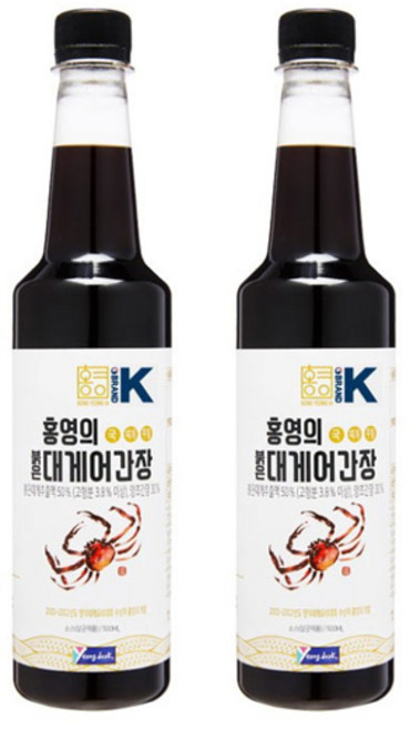 홍영의 어간장 붉은대게 백간장, 2개, 500ml