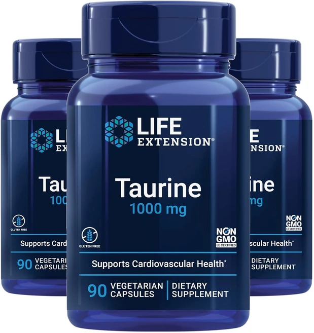 라이프익스텐션 타우린 1000mg 베지테리안 캡슐, 90정, 3개 - 쿠팡