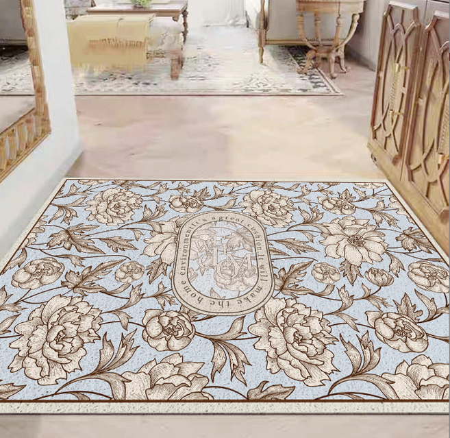 우아한클릭 북유럽 아파트 잘라쓰는 현관 코일매트 신발장 매트 발판, 비치 플라워, 60x90cm, 1개