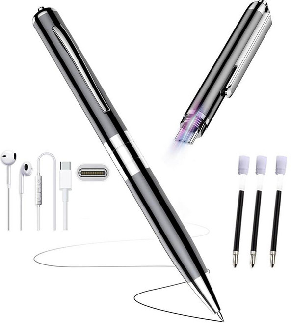 ELinkSmart 업그레이드된 음성 녹음기 펜 배터리 수명 2배 내장 64GB 칩 저장 7200시간 활성화 오디오 녹음기 AI 소음 감소 강의 회의용 MP3 플레이어, ELinkSmart 업그레이드된 음성 녹음기 펜, 배터