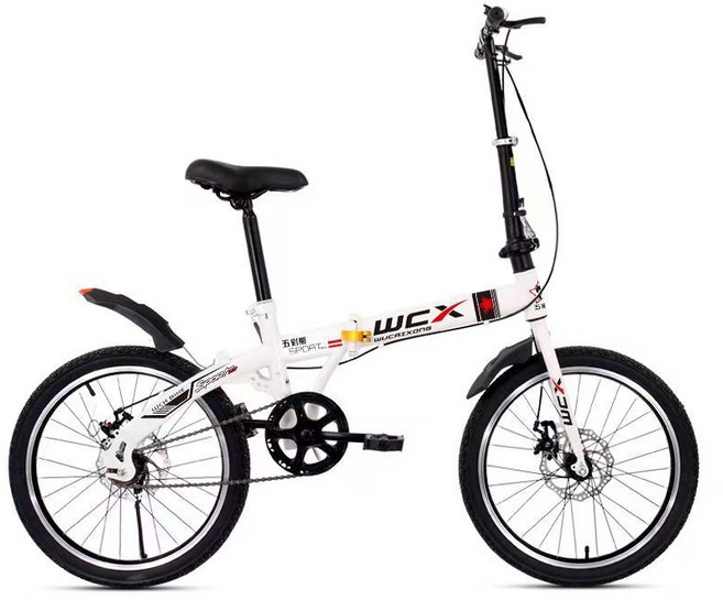 WCX 運動型折疊自行車, 白色單速輻條輪, 20吋