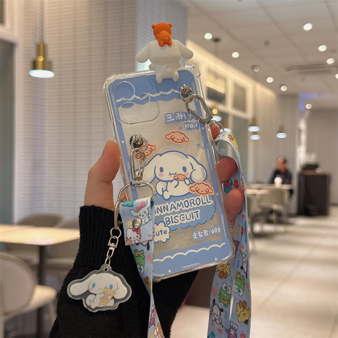 AT-M130 투명 테두리 귀여운 유니크한 강아지 피규어 스트랩 카메라보호 목걸이 케이스