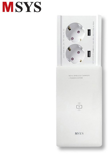 한샘 MSYS 콘센트 2구 MAB-HSSL002 스마트 슬라이딩 무선충전, 화이트 무광, 1개