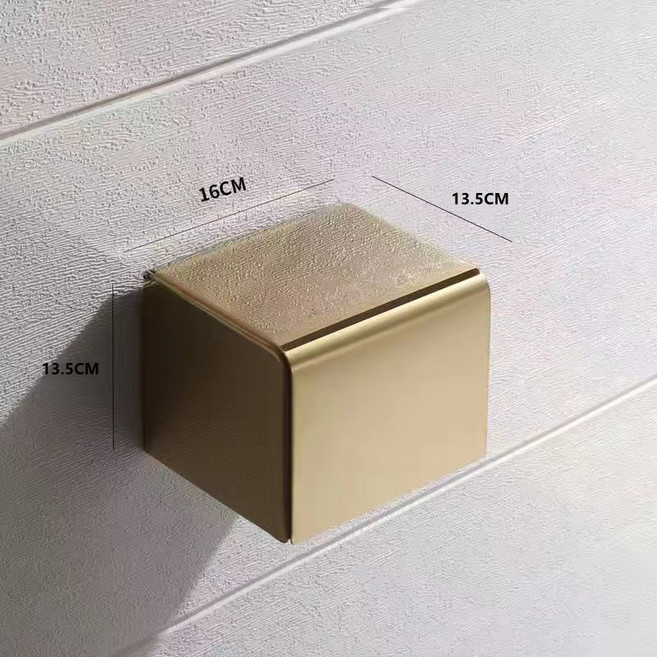 웨버몰 무타공 304 스테인리스 방수 휴지걸이 풀커버 젖음방지 소형, 골드, 1개