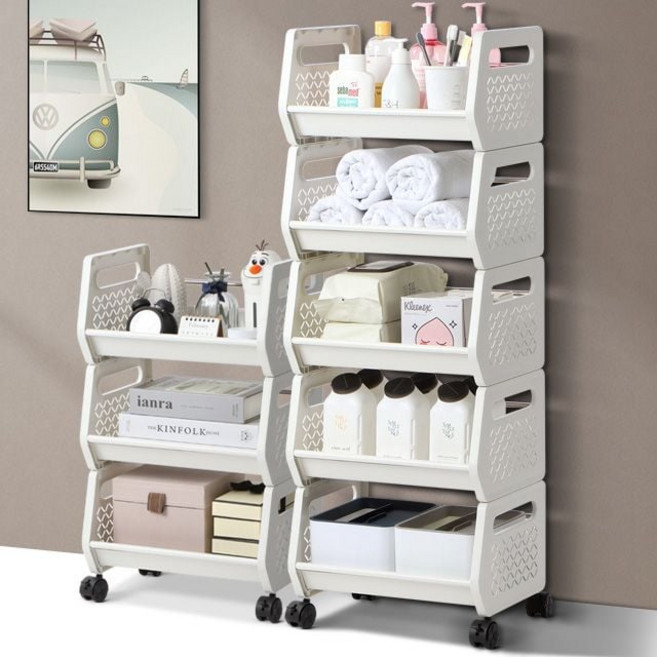 해피온 이동수납장 이동식트레이, 3단 화이트