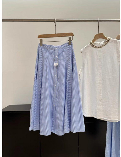 안목의여왕 김남주 옷 스트라이프 스커트 여성 여름 하이웨스트 A라인 치마 패션 바캉스룩