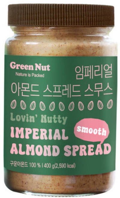 (현대Hmall)그린너트 미국산 100% 임페리얼 아몬드버터 아몬드 스프레드 무첨가 순아몬드버터, 1개, 400g