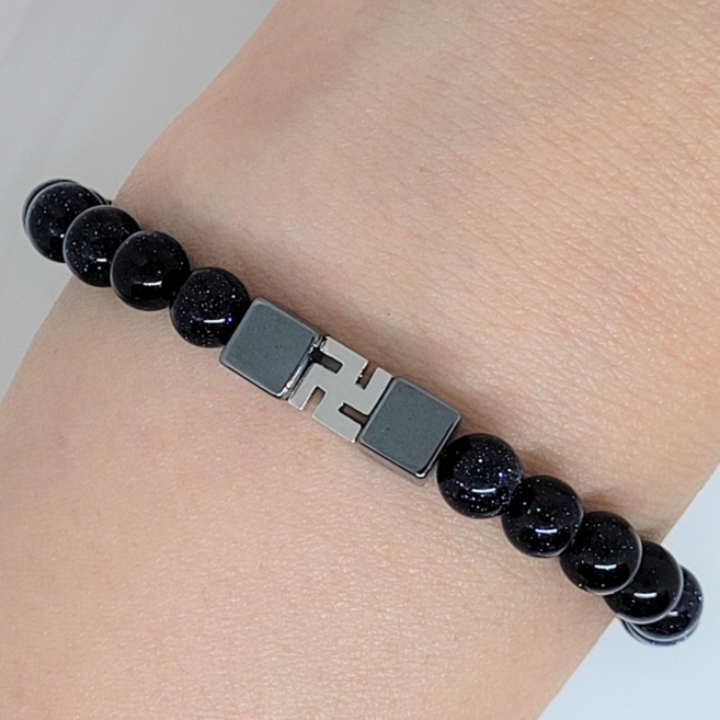 청사금석 만자 팔찌 남자 여자 커플 행운팔찌 재물운 염주 천연석 원석 합장주 동경스톤