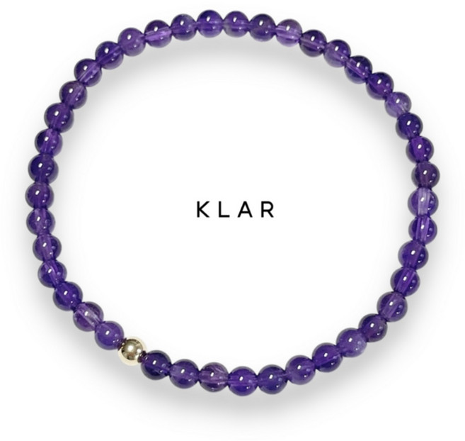 클라(KLAR) 천연 자수정 (Amethyst) 14k 원석팔찌 (4미리)