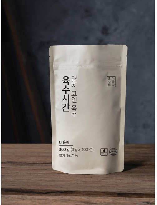육수시간 코인 대용량 100정 만능 고체 동전 한알 분말 멸치 해물 토큰 팩, 1개, 300g