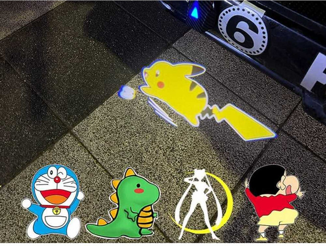 자동차 도어라이트 움직이는 캐릭터 프로젝터 조명, 도라에몽, 1개