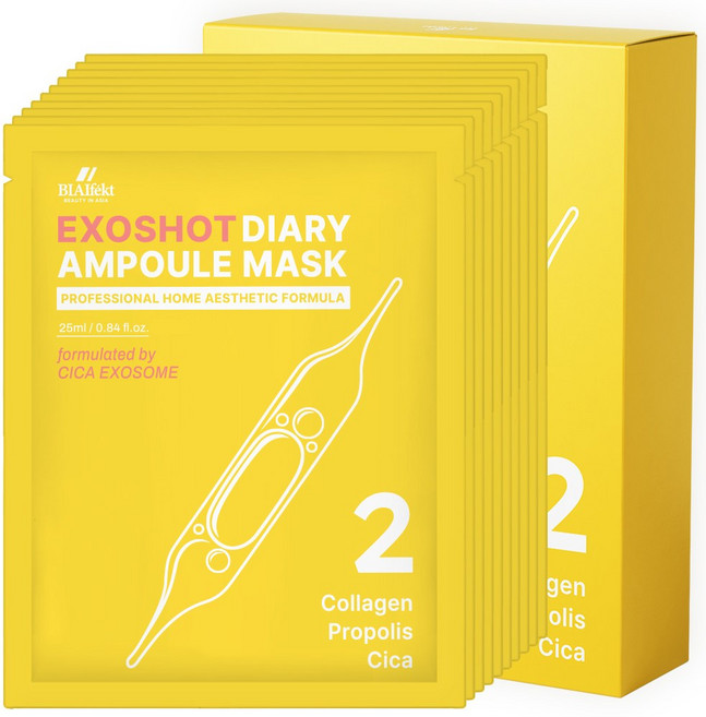 비아이펙트 엑소샷 다이어리 앰플 마스크 25ml #2_콜라겐 프로폴리스 시카, 3개, 10개입