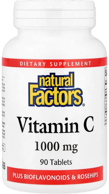Natural Factors 내추럴팩터스 비타민C 바이오플라보노이드 로즈힙 90 태블릿 건강유지 영양제, 1개, 90정 - 쿠팡