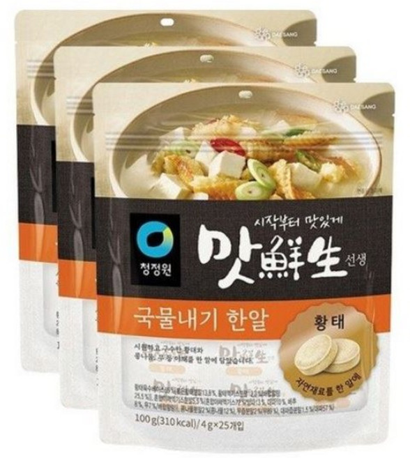 대상 청정원 맛선생 황태 국물내기 한알, 100g, 3개